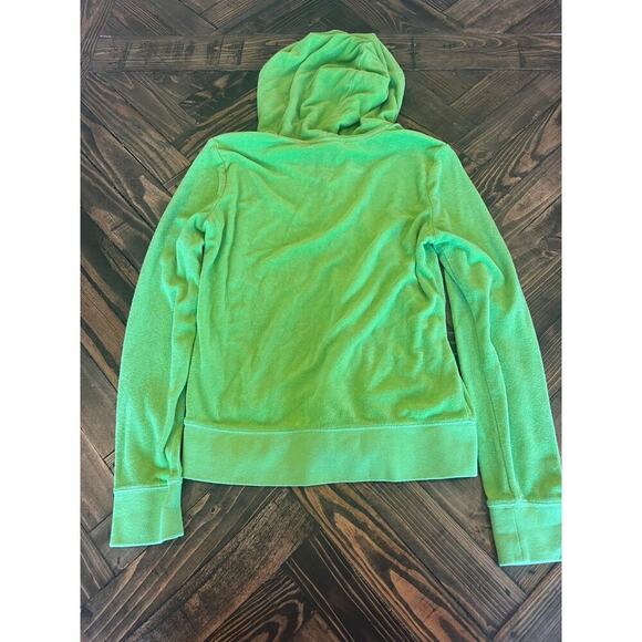 Juicy Couture Terry Cloth Tracksuit Jacket Women M Top Green Y2K Grunge Hooded - Picture 4 of 11